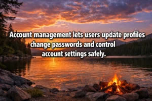 Account management lets users update profiles change passwords and control account settings safely